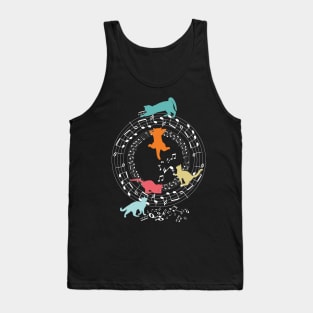 Funny Cats Playing Music Notes Tank Top